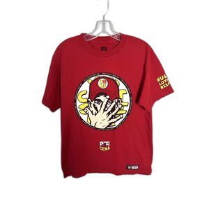 WWE John Cena T-Shirt Men’s Medium Red Never Give Up Graphic Wrestling Tee